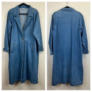 Bedford Fair vintage 90s women’s L cotton denim chore coat trench barn jacket